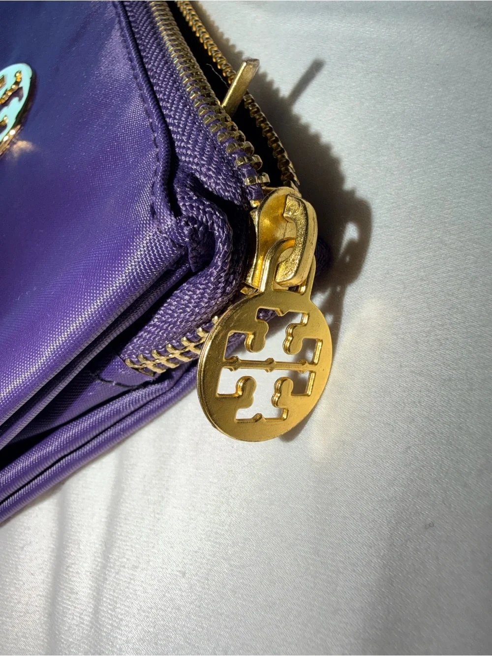 Tory Burch Purple Nylon Wristlet BROKEN SNAP RELEASE For strap
